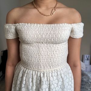 Off the shoulder smocked top